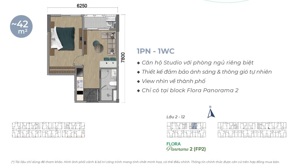 Mẫu thiết kế căn hộ Panorama 42m2